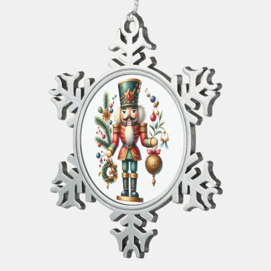 Festive-kerstbont Tin Sneeuwvlok Ornament (Rechts)