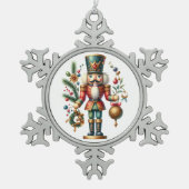 Festive-kerstbont Tin Sneeuwvlok Ornament (Voorkant)