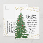 Festive kerstboom Lord Bless You Bible Verse Feestdagenkaart (Voorkant / Achterkant)