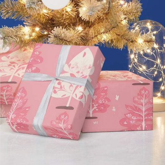 Festive kerstboom Roze Retro Van Cadeaupapier (Feestdagen)