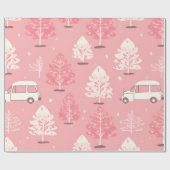 Festive kerstboom Roze Retro Van Cadeaupapier (Vlak)