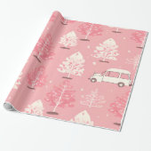 Festive kerstboom Roze Retro Van Cadeaupapier (Uitgerold)