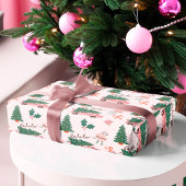 Festive kerstboom Roze  Retro Van Cadeaupapier