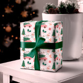 Festive kerstboom Roze  Retro Van Cadeaupapier