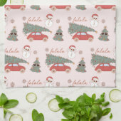 Festive kerstboom Roze  Retro Van Theedoek (Gevouwen)