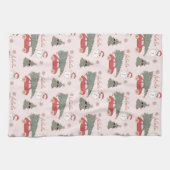 Festive kerstboom Roze  Retro Van Theedoek (Horizontaal)