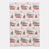 Festive kerstboom Roze  Retro Van Theedoek (Verticaal)