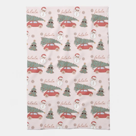 Festive kerstboom Roze  Retro Van Theedoek (Verticaal)