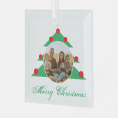 Festive kerstboomfamilie - Foto-script Glas Ornament (Voorkant links)