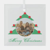 Festive kerstboomfamilie - Foto-script Glas Ornament (Voorkant)