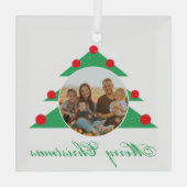 Festive kerstboomfamilie - Foto-script Glas Ornament (Achterkant)