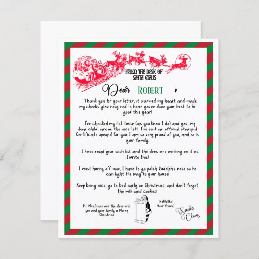 Festive kerstbrief van Santa (Voorkant / Achterkant)
