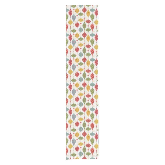 Festive kerstbulbpattern, Retro Ornaments Korte Tafelloper (Voorkant)