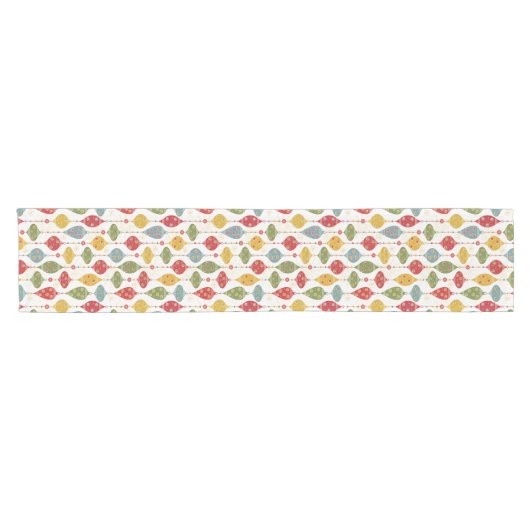 Festive kerstbulbpattern, Retro Ornaments Korte Tafelloper (Horizontaal)