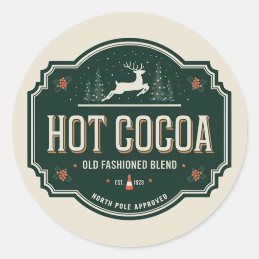 Festive kerstcadeau-coacaoppartij ronde sticker (Voorkant)