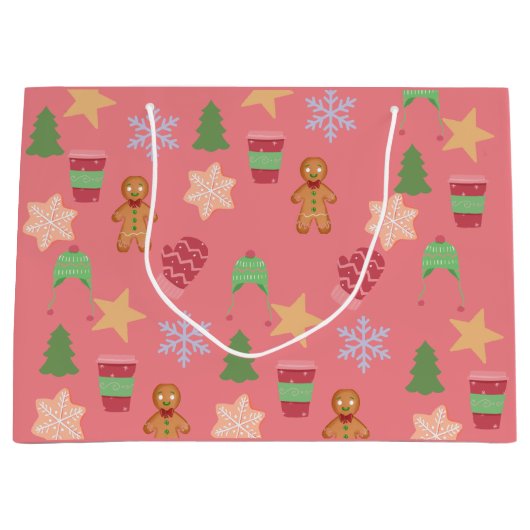 Festive kerstcadeautas groot cadeauzakje (Voorkant)