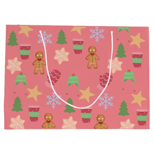 Festive kerstcadeautas groot cadeauzakje (Achterkant)