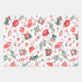 Festive kerstcadeautjes in papierbladen inpakpapier vel (Voorkant 2)