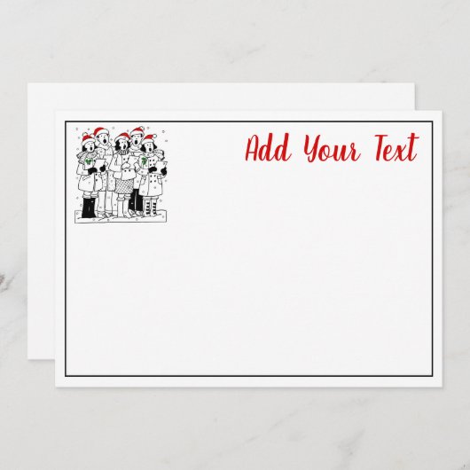Festive kerstCarolers met Snow Xmas Feestdagenkaart (Voorkant / Achterkant)