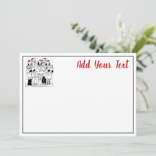 Festive kerstCarolers met Snow Xmas Feestdagenkaart (Staand voorkant)