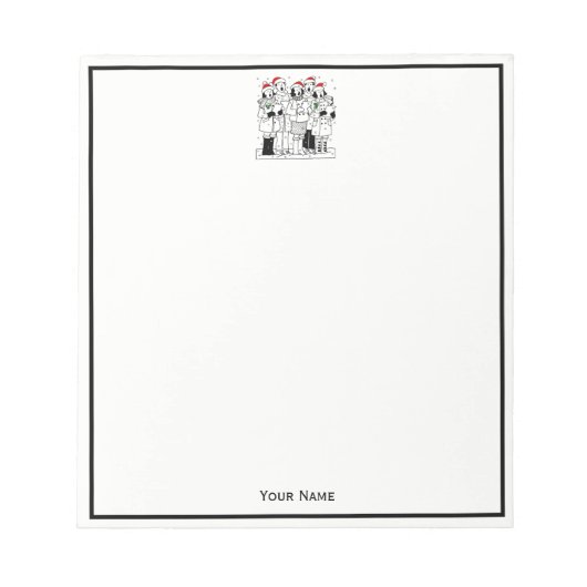 Festive kerstCarolers met Snow Xmas Notitieblok (Voorkant)