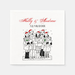 Festive kerstCarolers met Snow Xmas Servetten