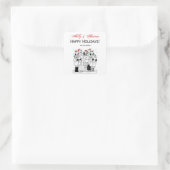 Festive kerstCarolers met Snow Xmas Vierkante Sticker (Tas)
