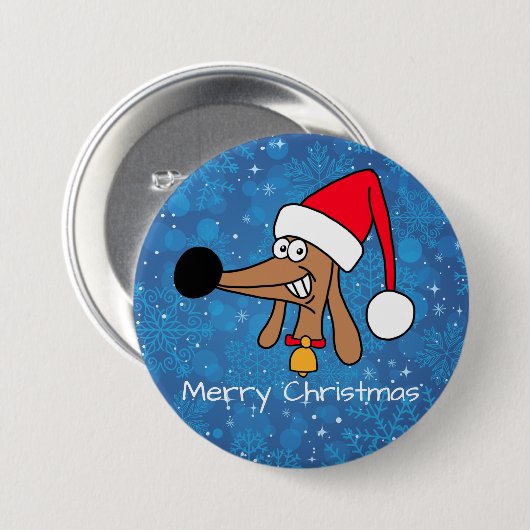 Festive kerstdachshund Dog Ronde Button 7,6 Cm (Voorkant /achterkant)