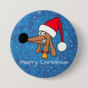 Festive kerstdachshund Dog Ronde Button 7,6 Cm