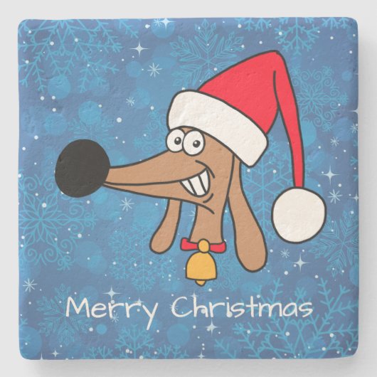 Festive kerstdachshund Dog Stenen Onderzetter (Voorkant)