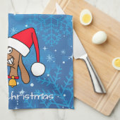 Festive kerstdachshund Dog Theedoek (Quarter Fold)