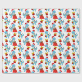 Festive kerstdinosaur-gepantserde partijomslag cadeaupapier (Vlak)