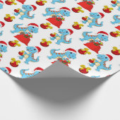Festive kerstdinosaur-gepantserde partijomslag cadeaupapier (Hoek)