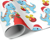 Festive kerstdinosaur-gepantserde partijomslag cadeaupapier (Rol Hoek)