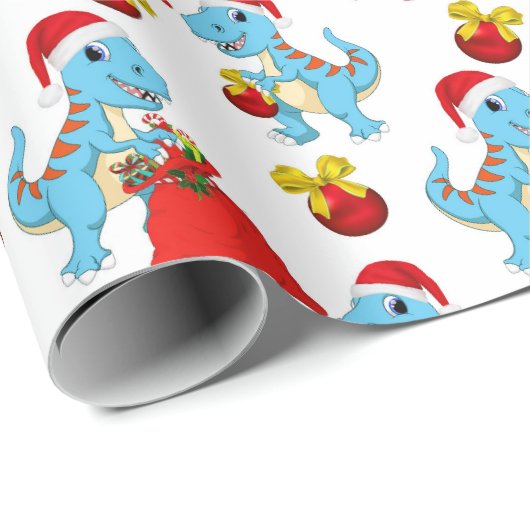 Festive kerstdinosaur-gepantserde partijomslag cadeaupapier (Rol Hoek)