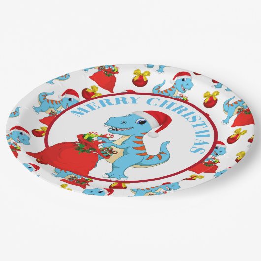 Festive kerstdinosaurus bord (Gekanteld)