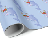 Festive kerstdolphins betuttelde feest cadeaupapier (Rol Hoek)