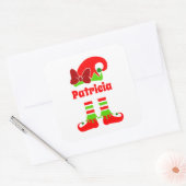 Festive kerstelf: naam toevoegen vierkante sticker (Envelop)