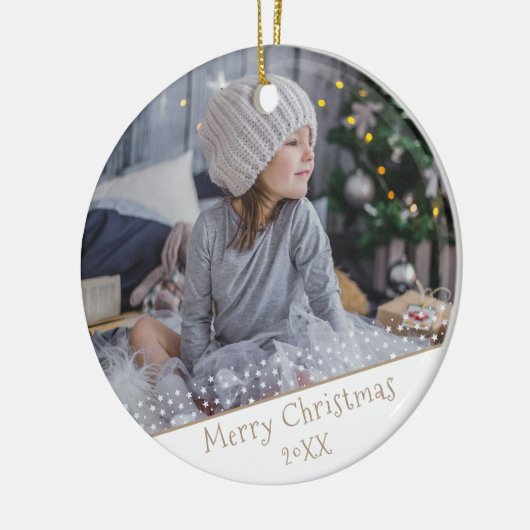 Festive kerstfeestay Keepomwille Familie Foto  Keramisch Ornament (Links)