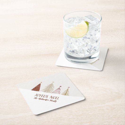 Festive kerstfeestdag Joyeux Noel Party Chic Kartonnen Onderzetters (Insitu)