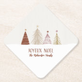 Festive kerstfeestdag Joyeux Noel Party Chic Kartonnen Onderzetters (Voorkant)