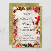 Festive kerstfeestdag White Gold Glitter Kaart (Voorkant / Achterkant)