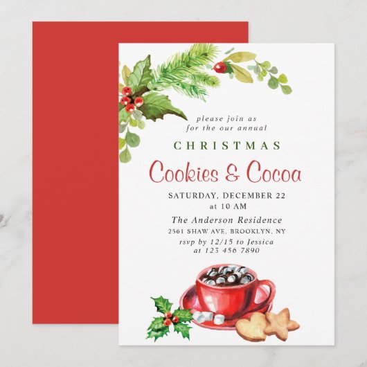 Festive Kerstfeestdagen Koekjes en cacaopartij Kaart (Voorkant / Achterkant)