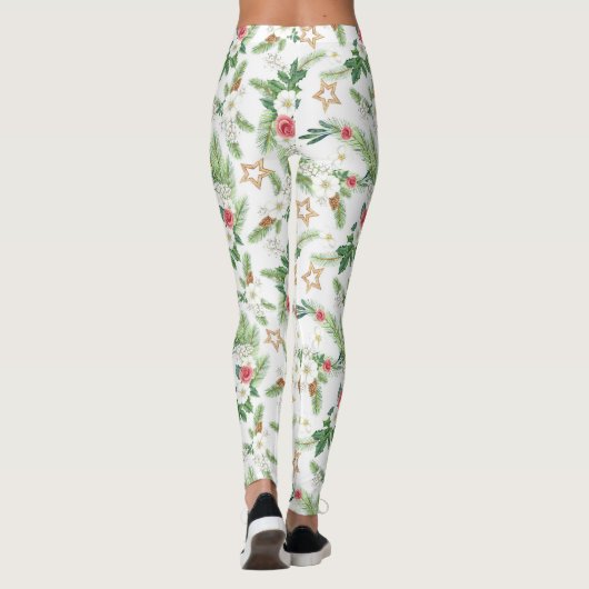 Festive kerstFloral en botanisch Leggings (Achterkant)