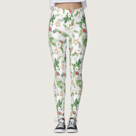 Festive kerstFloral en botanisch Leggings