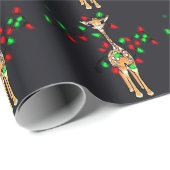 Festive-kerstgiraf, rood-groen-inktlicht cadeaupapier (Rol Hoek)
