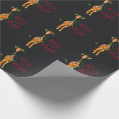 Festive kerstGiraffe, rode groene garland Cadeaupapier (Hoek)