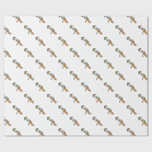 Festive kerstGiraffe, rode groene garland Cadeaupapier (Vlak)