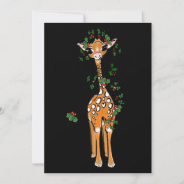 Festive kerstGiraffe, rode groene garland Feestdagenkaart