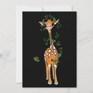Festive kerstGiraffe, rode groene garland Feestdagenkaart